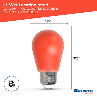 S14 2.5W Dimmable Red Filament LED Light Bulb with E26 Base, 10-Pack