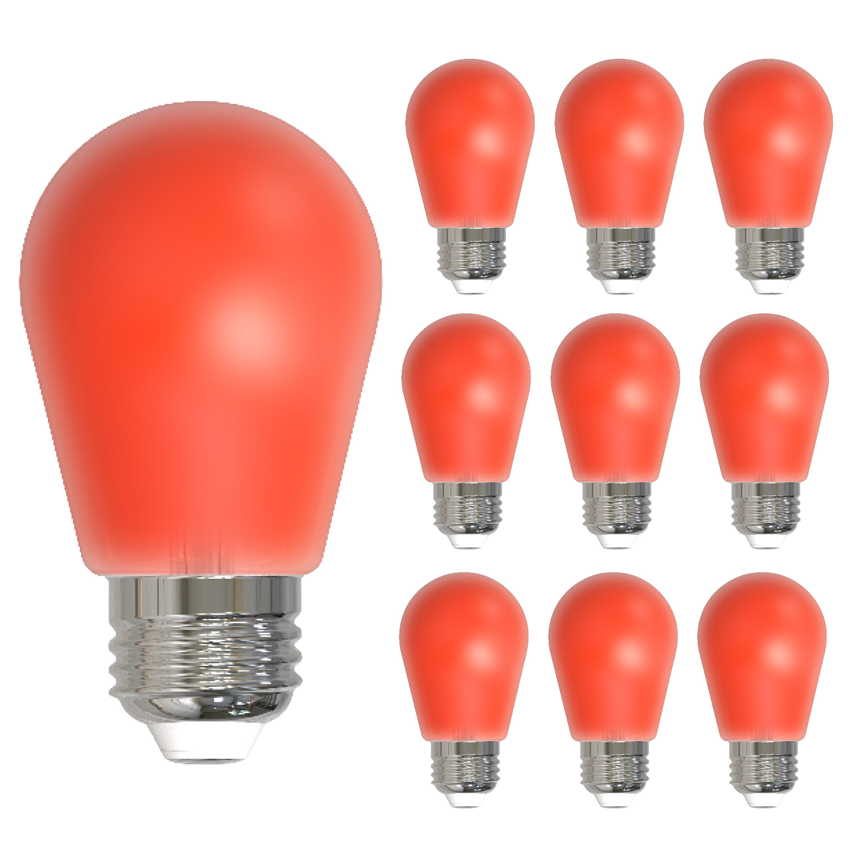 S14 2.5W Dimmable Red Filament LED Light Bulb with E26 Base, 10-Pack