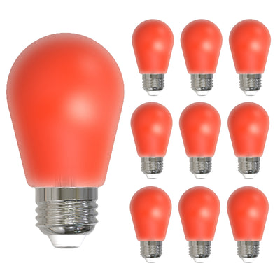 S14 2.5W Dimmable Red Filament LED Light Bulb with E26 Base, 10-Pack