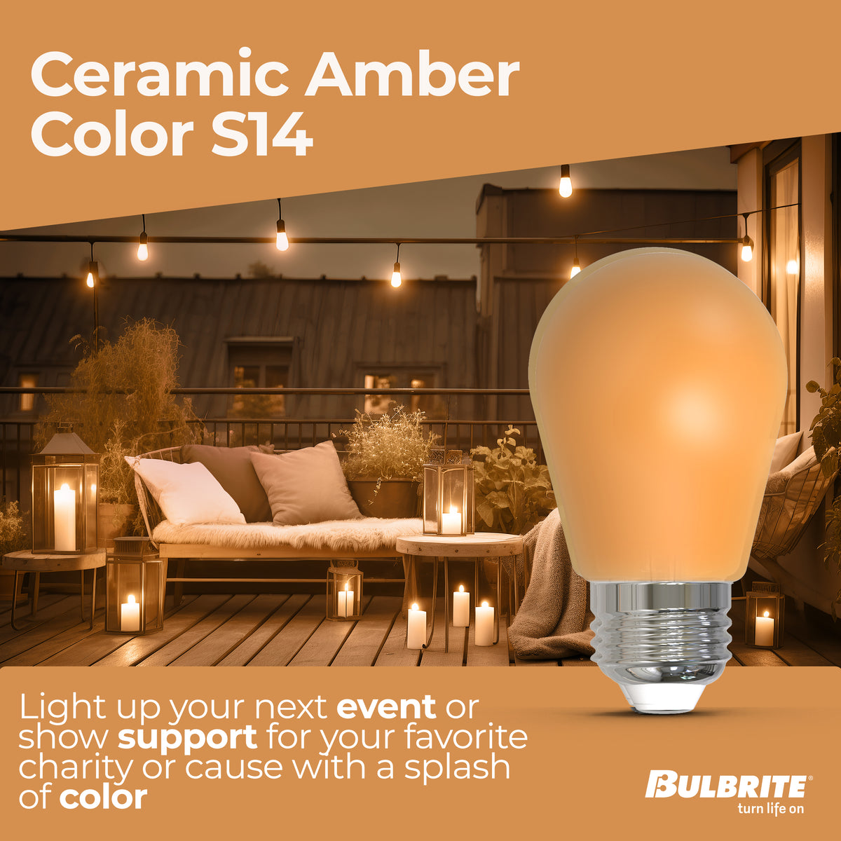 S14 2.5W Dimmable Ceramic Anver Filament LED Light Bulb with E26 Base, 10-Pack
