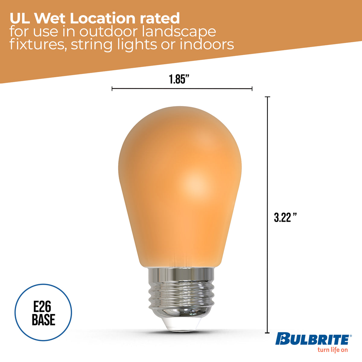 S14 2.5W Dimmable Ceramic Anver Filament LED Light Bulb with E26 Base, 10-Pack