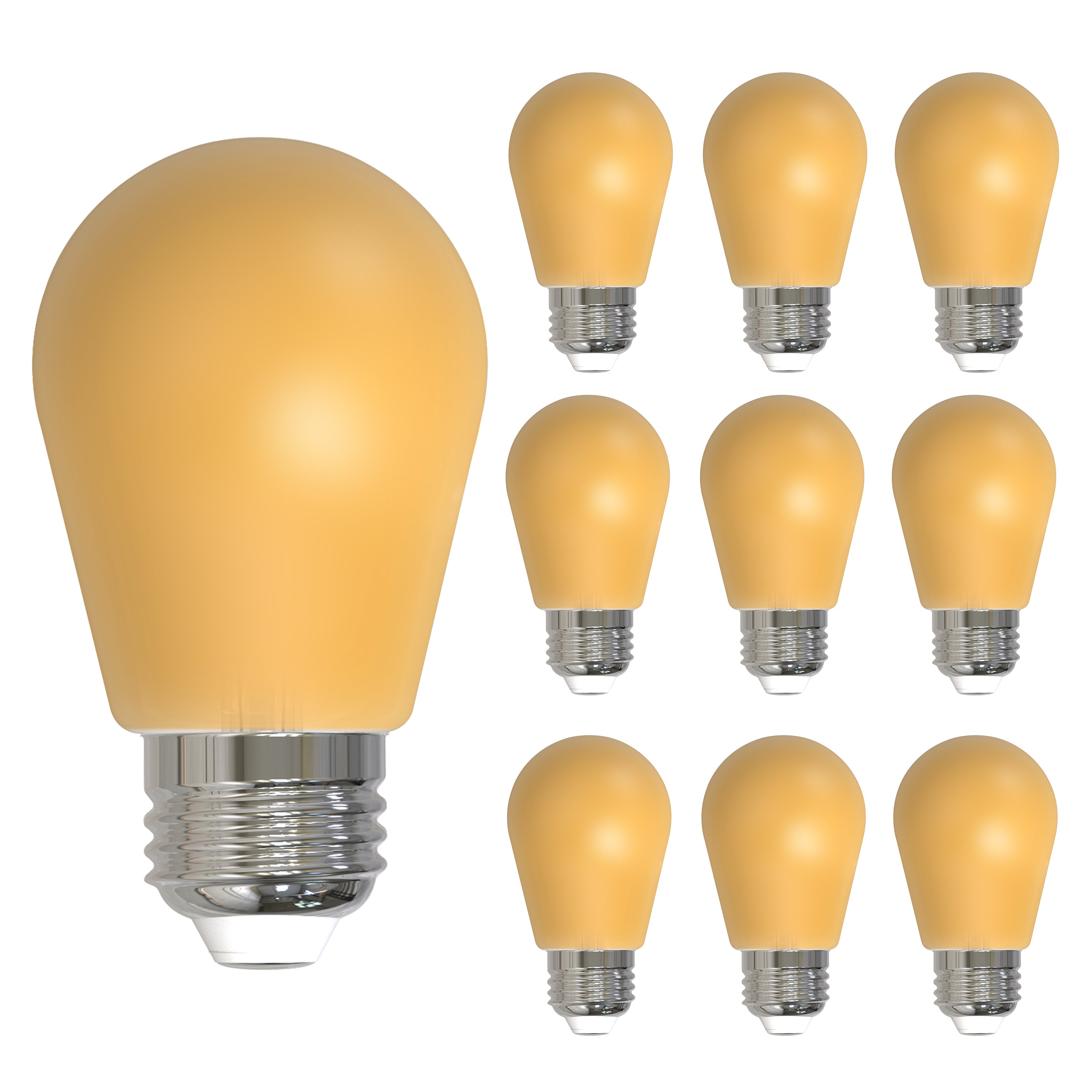 S14 2.5W Dimmable Yellow Filament LED Light Bulb with E26 Base, 10-Pack