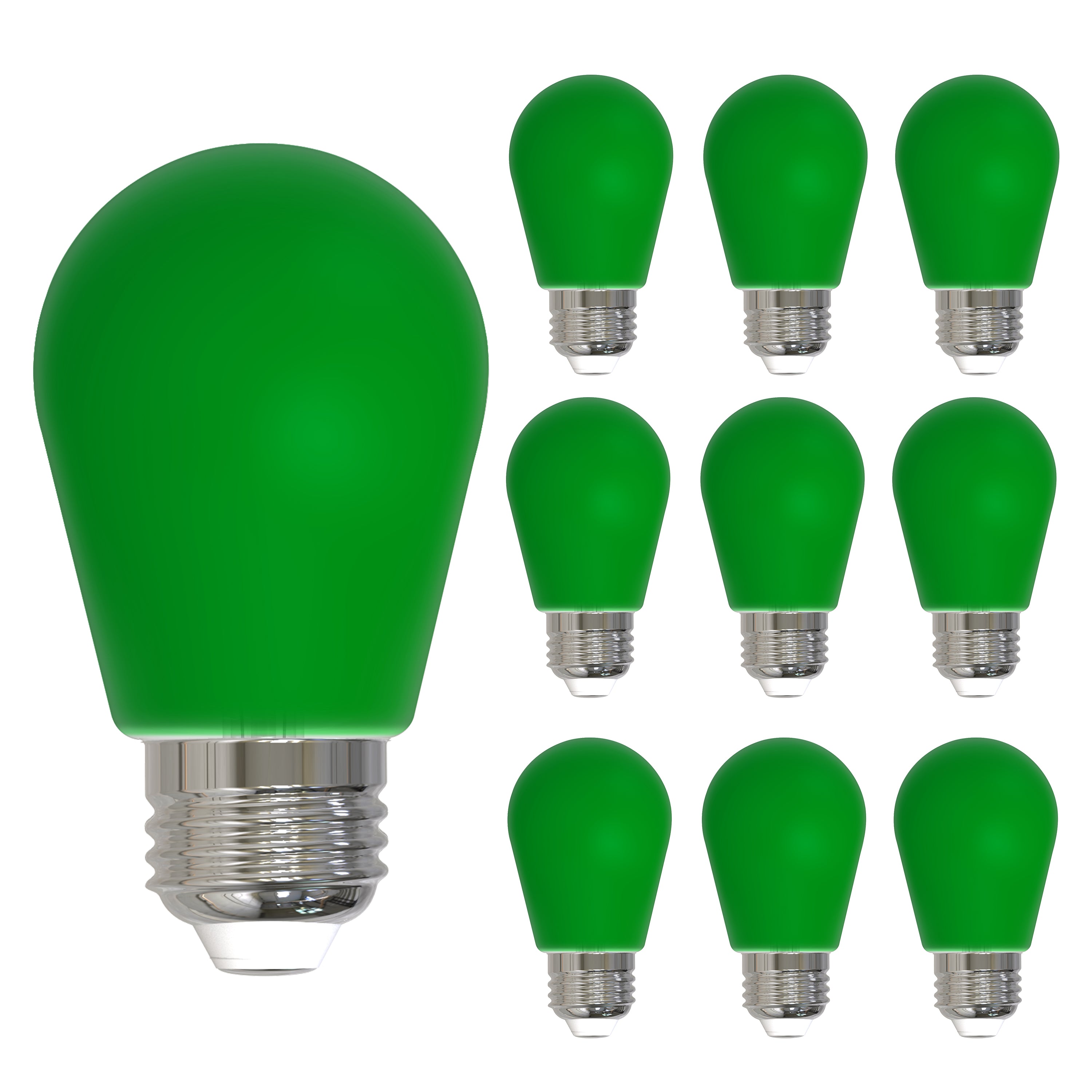 S14 2.5W Dimmable Green Filament LED Light Bulb with E26 Base, 10-Pack