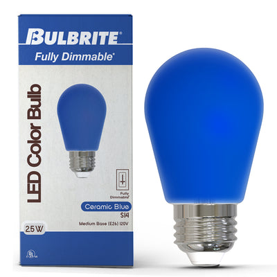 S14 2.5W Dimmable Blue Filament LED Light Bulb with E26 Base, 10-Pack