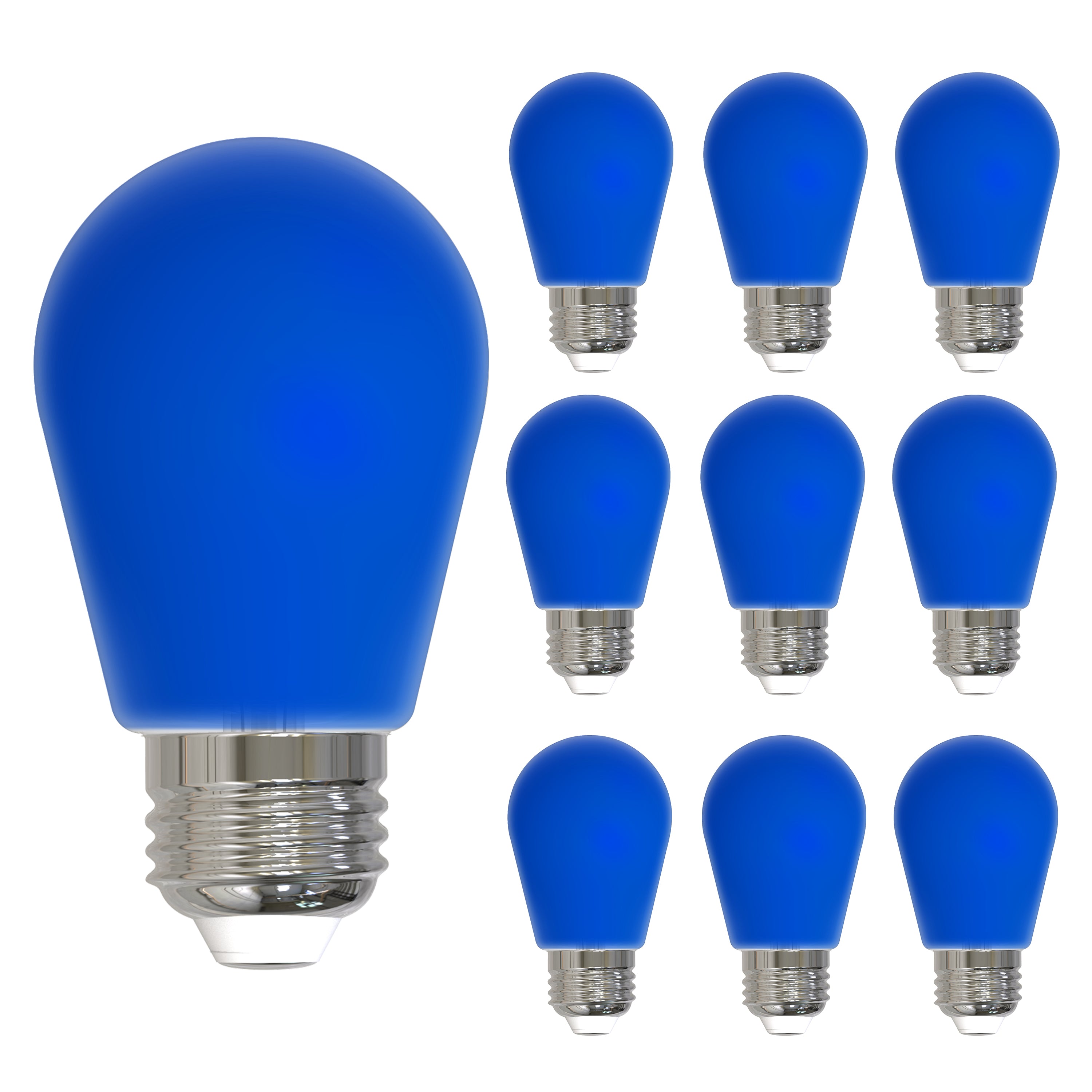 S14 2.5W Dimmable Blue Filament LED Light Bulb with E26 Base, 10-Pack