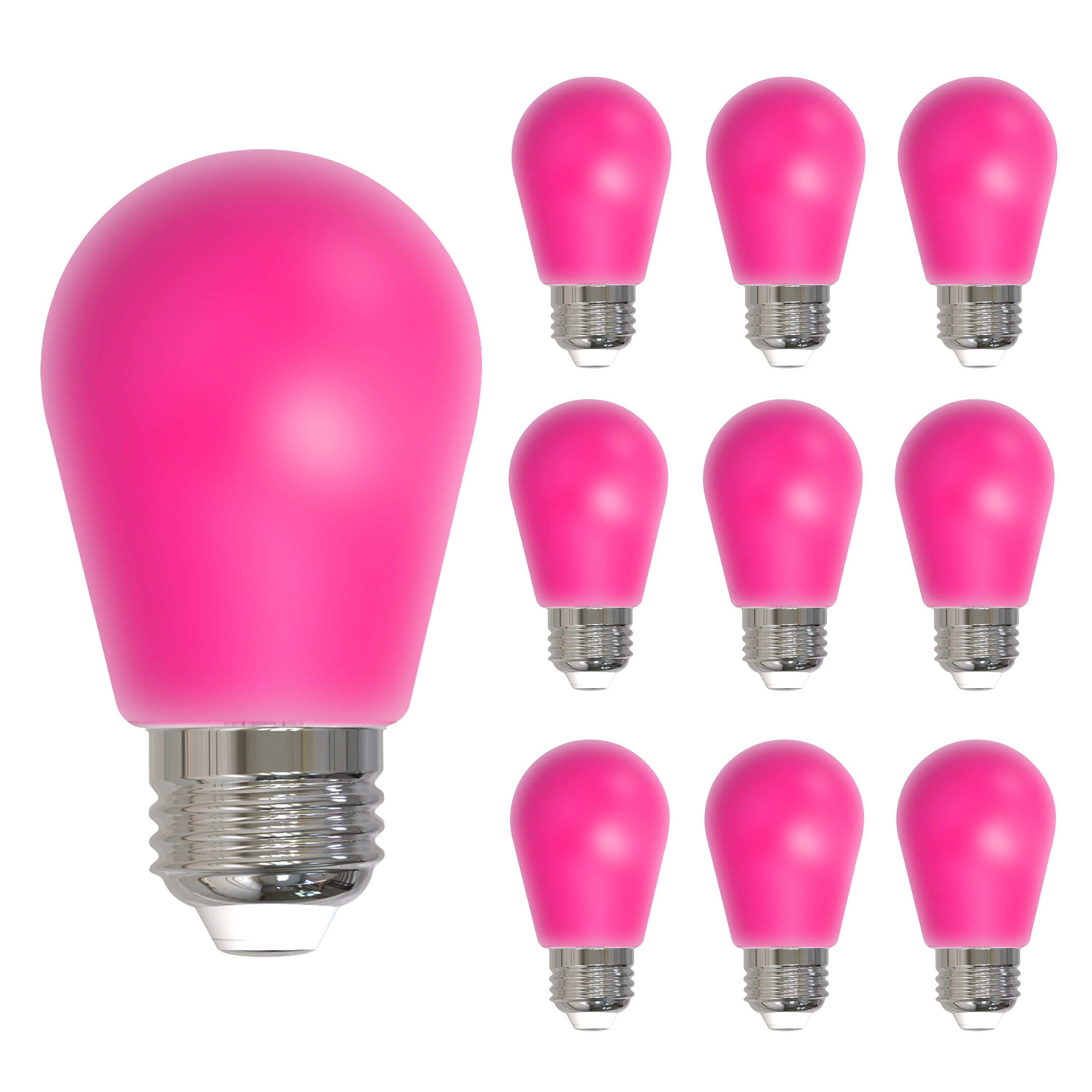 S14 2.5W Dimmable Pink Filament LED Light Bulb with E26 Base, 10-Pack