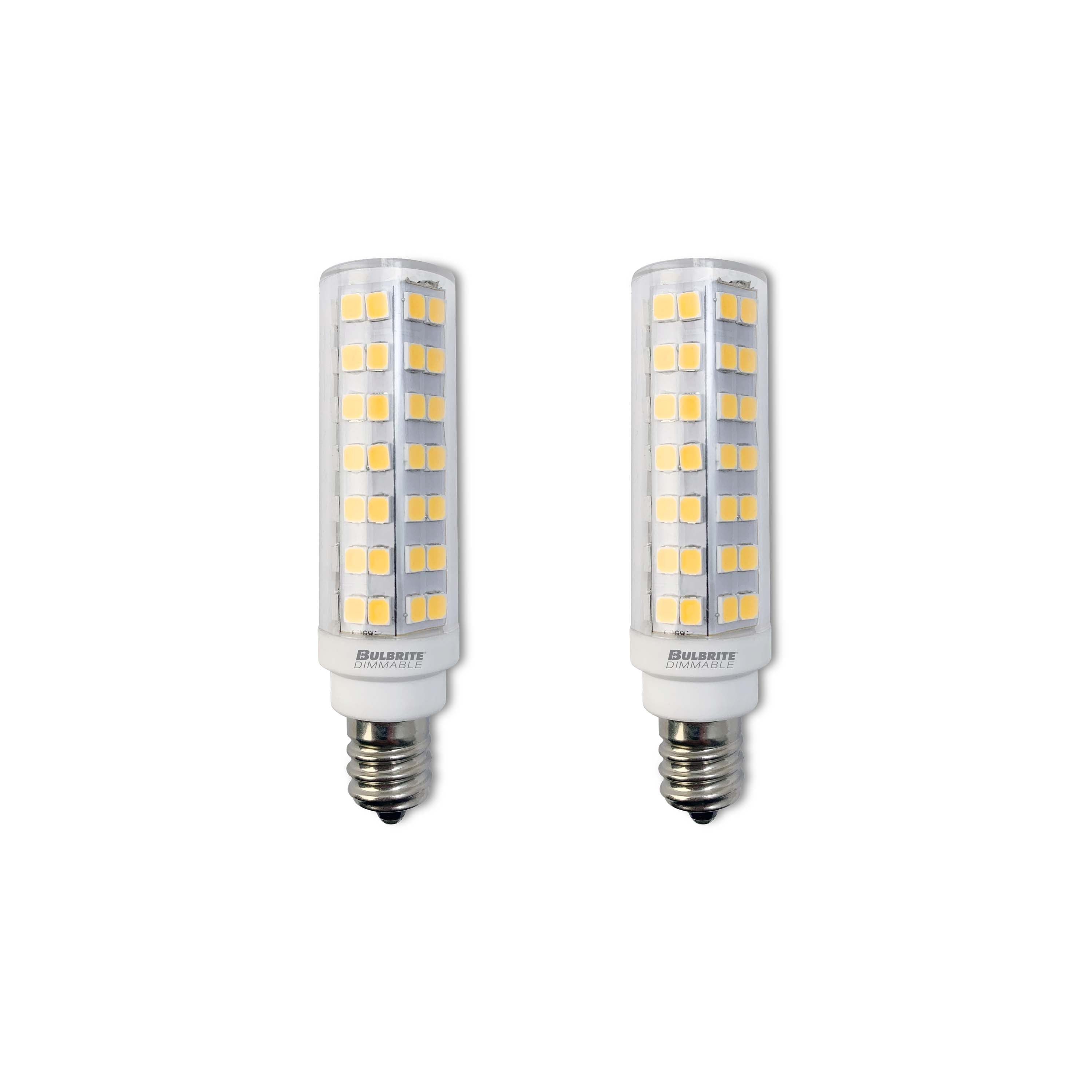 T6 6.5W Dimmable Clear LED Light Bulb with E12 Base, 3000K, 700 Lumens, 2-Pack