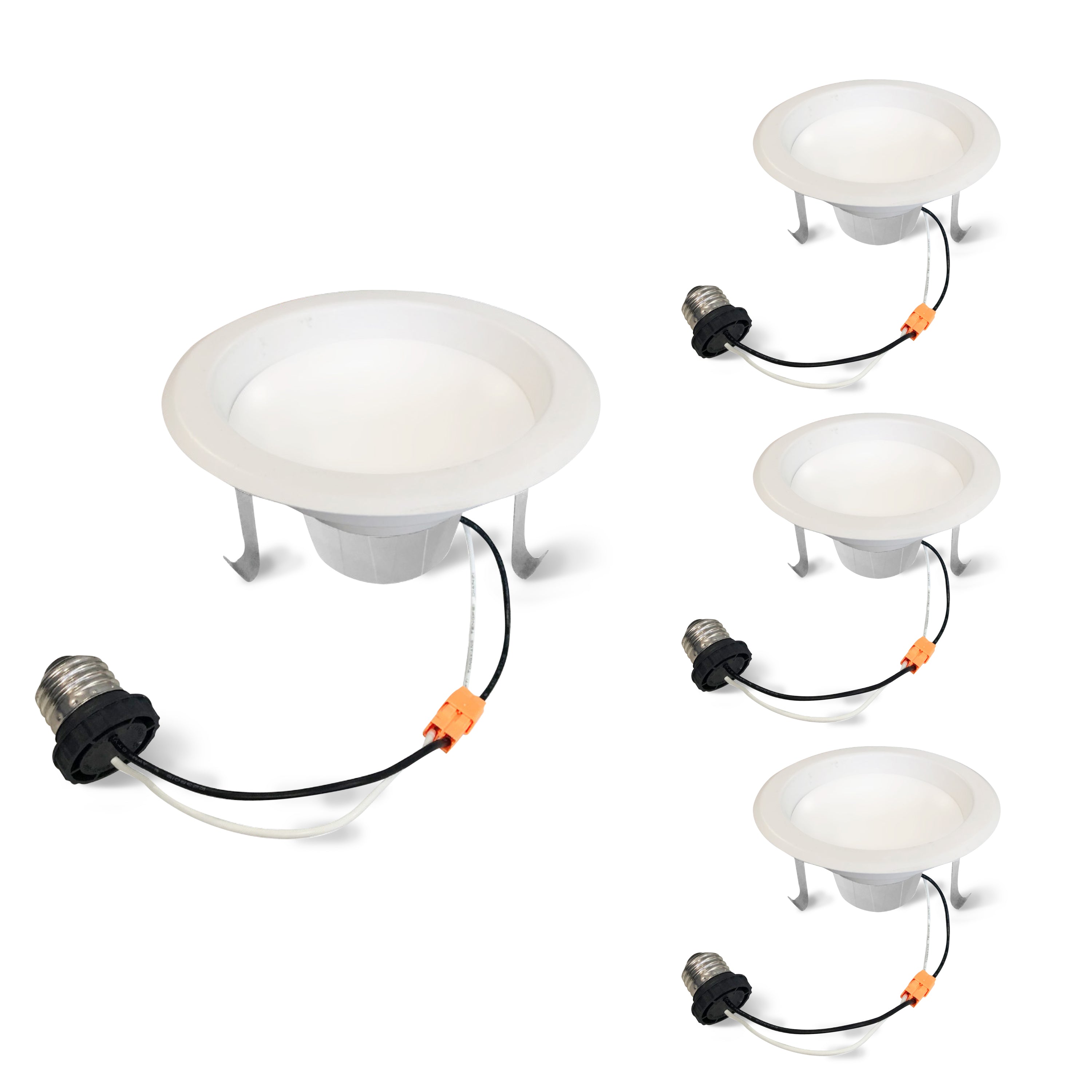 4-inch White Round - Smooth Trim 12W Dimmable LED Retrofit Recessed Downlight, 2700K, 1100 Lumens, 4-Pack