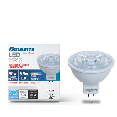 MR16 Dimmable White Filament LED Light Bulb with GU5.3 Base, 2700K, 500 Lumens, 4-Pack