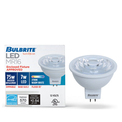 MR16 Dimmable White LED Light Bulb with GU5.3 Base, 2700K, 570 Lumens, 4-Pack