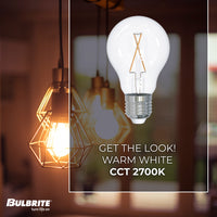A19 2.5W Dimmable Clear Filament LED Light Bulb with E26 Base, 2700K, 250 Lumens, 6-Pack, 25W Equivalent