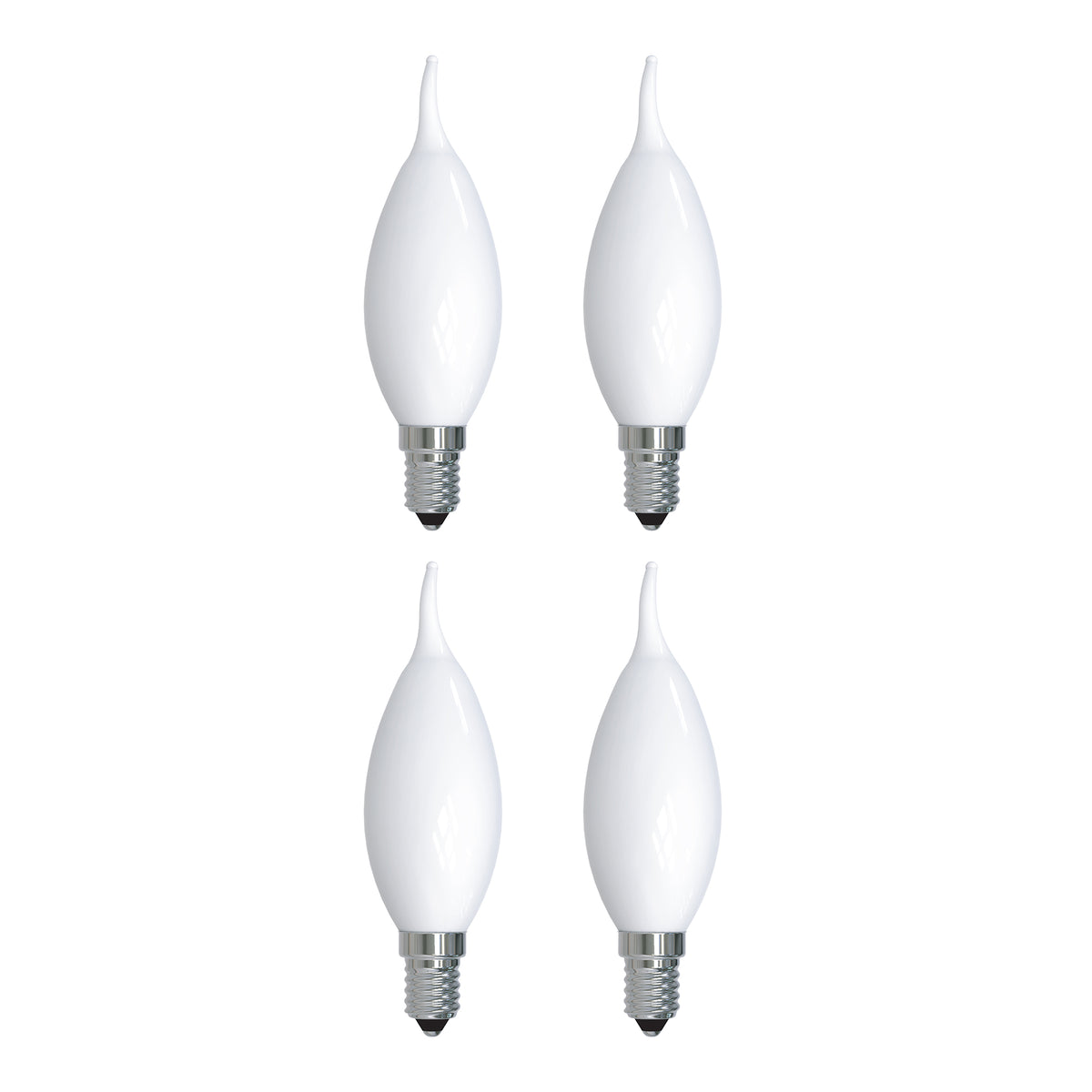 CA10 4.5W Dimmable Milky Filament LED Light Bulb with E12 Base, 3000K, 400 Lumens, 4-Pack