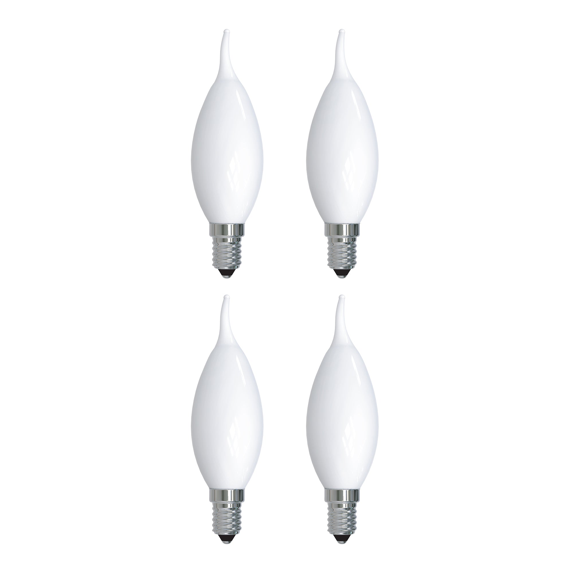 CA10 4.5W Dimmable Milky Filament LED Light Bulb with E12 Base, 3000K, 400 Lumens, 4-Pack