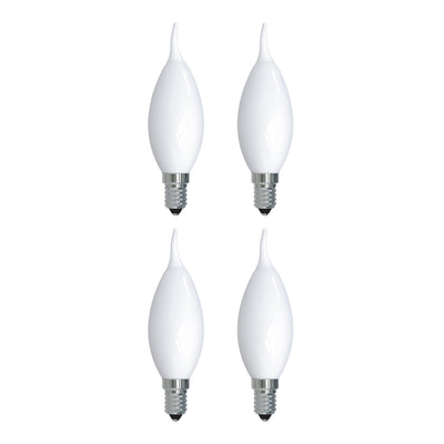 CA10 4.5W Dimmable Milky Filament LED Light Bulb with E12 Base, 3000K, 400 Lumens, 4-Pack