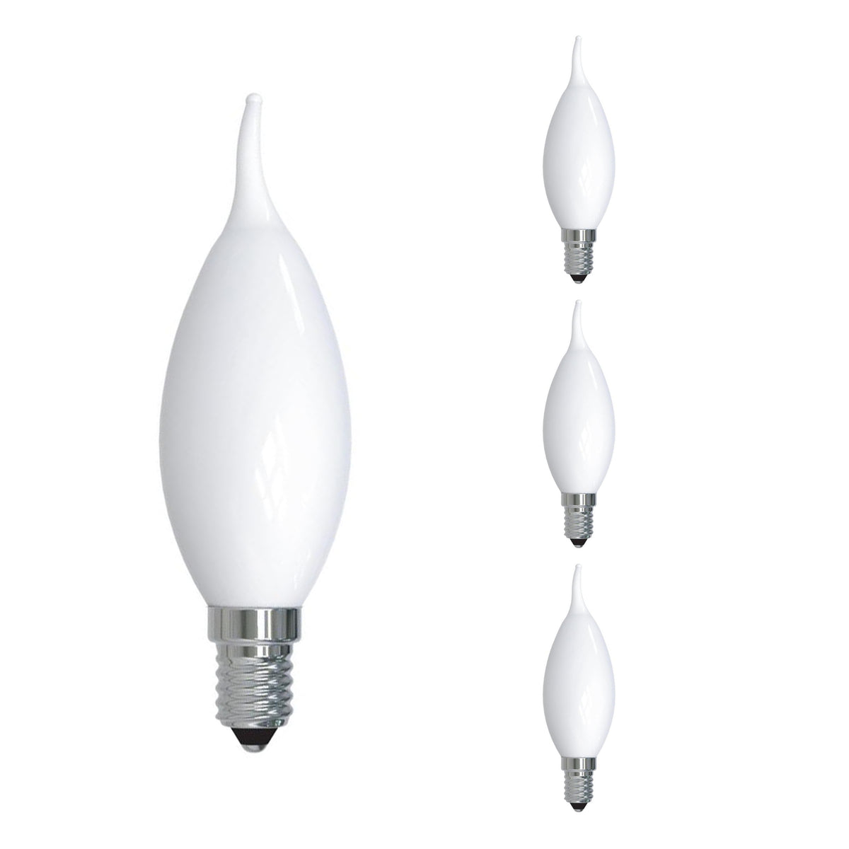 CA10 5W Dimmable Milky Filament LED Light Bulb with E12 Base, 2700K, 500 Lumens, 4-Pack