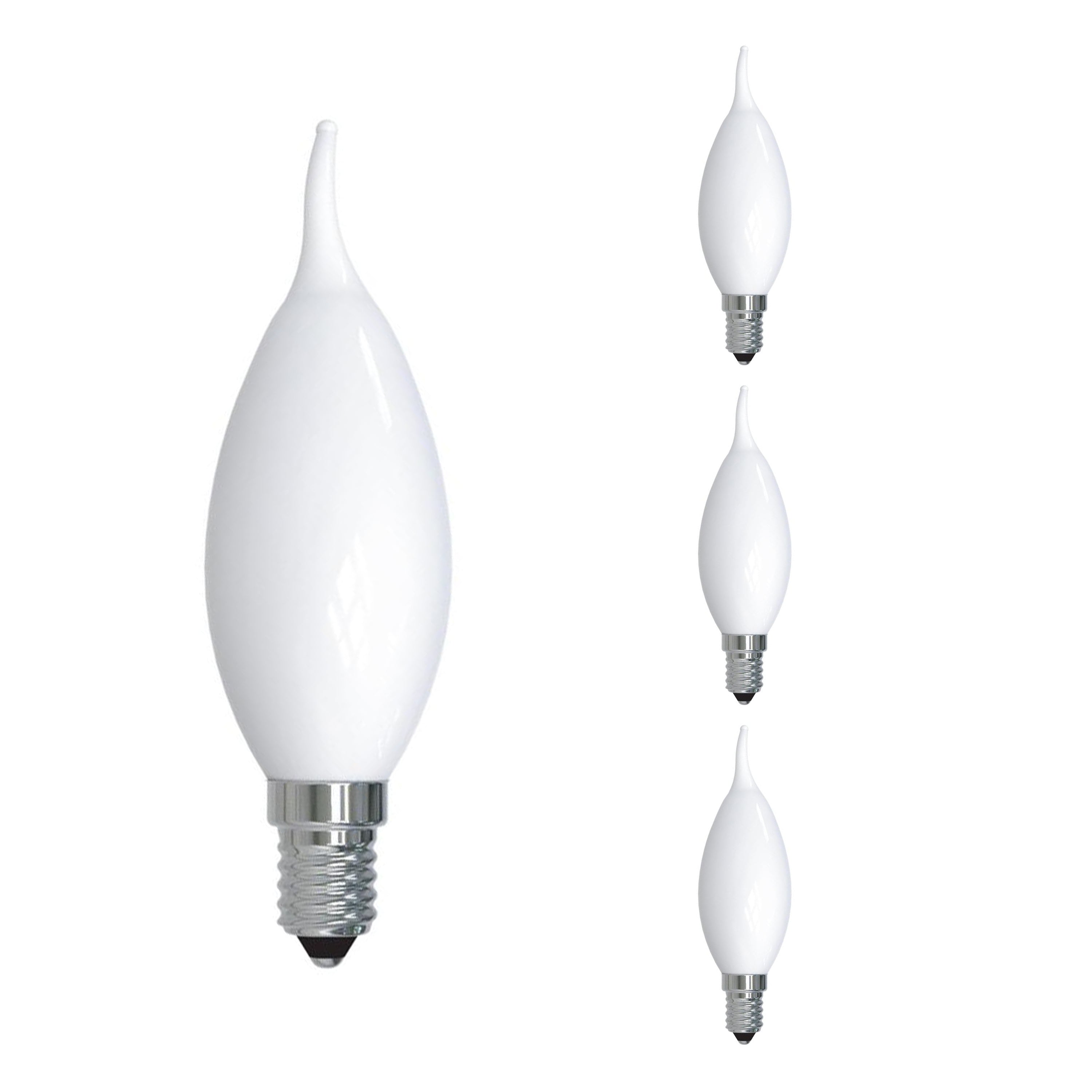CA10 5W Dimmable Milky Filament LED Light Bulb with E12 Base, 2700K, 500 Lumens, 4-Pack