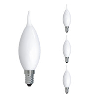 CA10 5W Dimmable Milky Filament LED Light Bulb with E12 Base, 3000K, 500 Lumens, 4-Pack