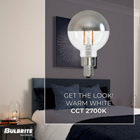 G16 2.5W Dimmable Half Chrome Filament LED Light Bulb with E12 Base, 2700K, 200 Lumens, 4-Pack