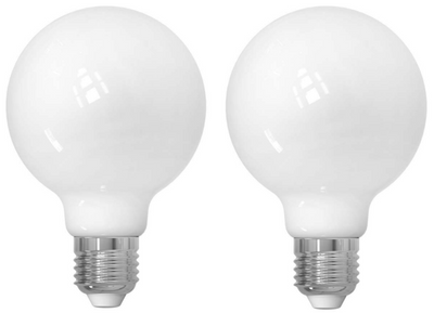 G25 8.5W Dimmable Milky Filament LED Light Bulb with E26 Base, 3000K, 800 Lumens, 2-Pack