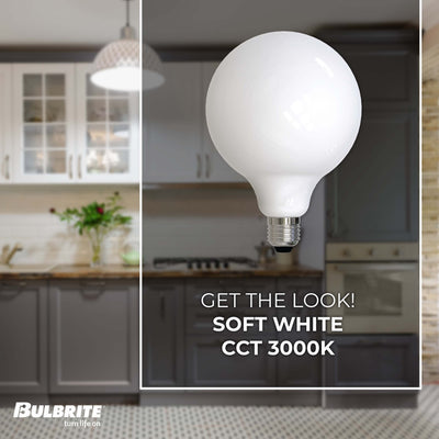 G40 8.5W Dimmable Milky Filament LED Light Bulb with E26 Base, 3000K, 800 Lumens, 4-Pack