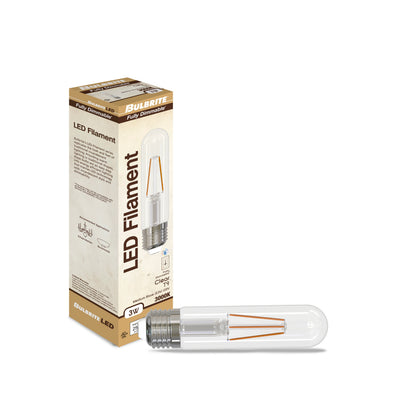 T9 3W Dimmable Clear Filament LED Light Bulb with E26 Base, 3000K, 250 Lumens, 2-Pack