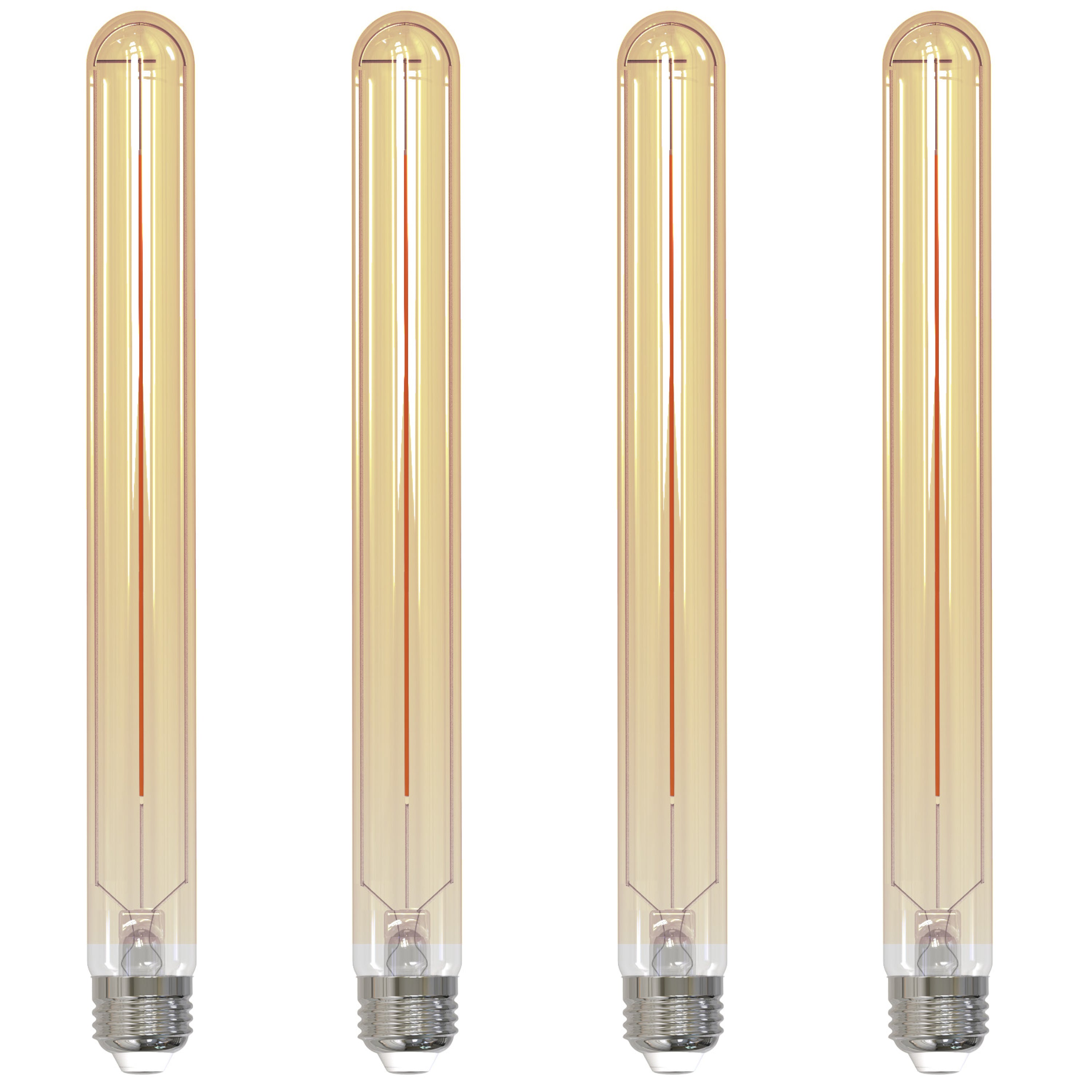 T9L 5W Dimmable Amber Filament LED Light Bulb with E26 Base, 2100K, 300 Lumens, 4-Pack