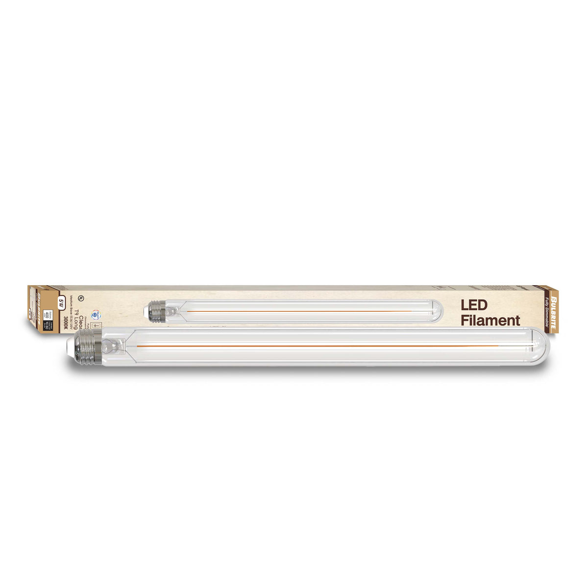 T9L 5W Dimmable Clear Filament LED Light Bulb with E26 Base, 3000K, 400 Lumens, 4-Pack