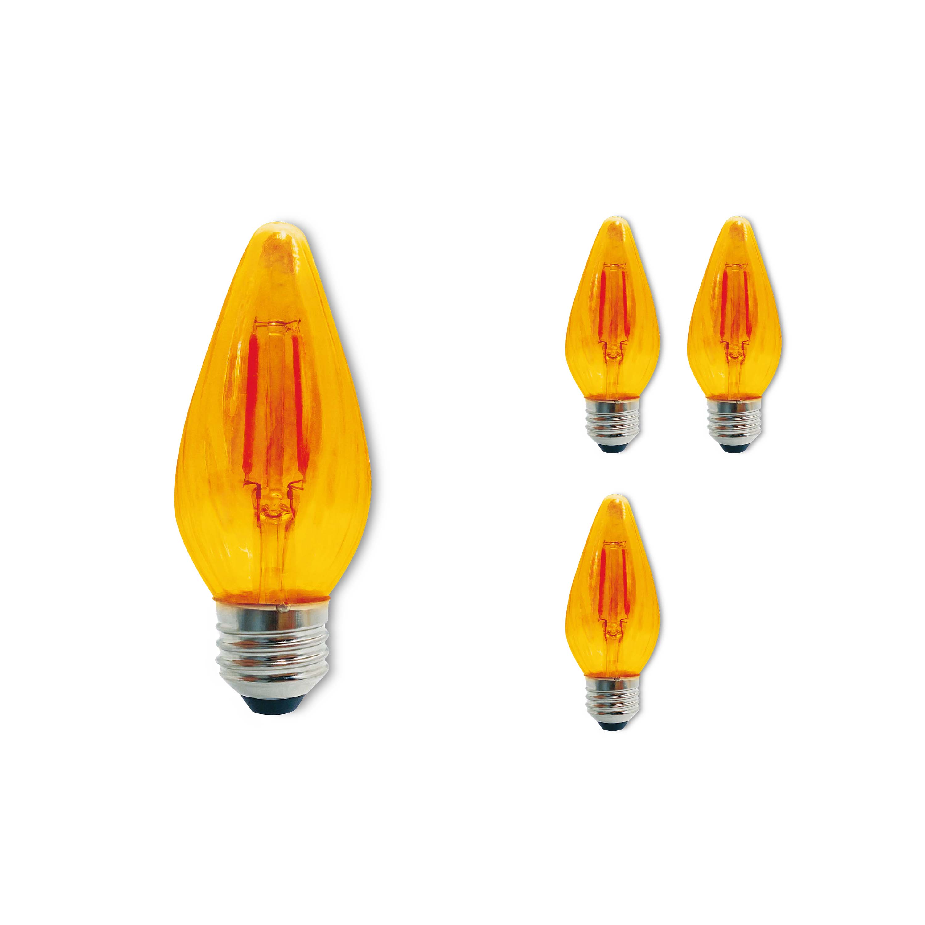 F15 4W Dimmable Amber Filament LED Light Bulb with E26 Base, 2100K, 280 Lumens, 4-Pack