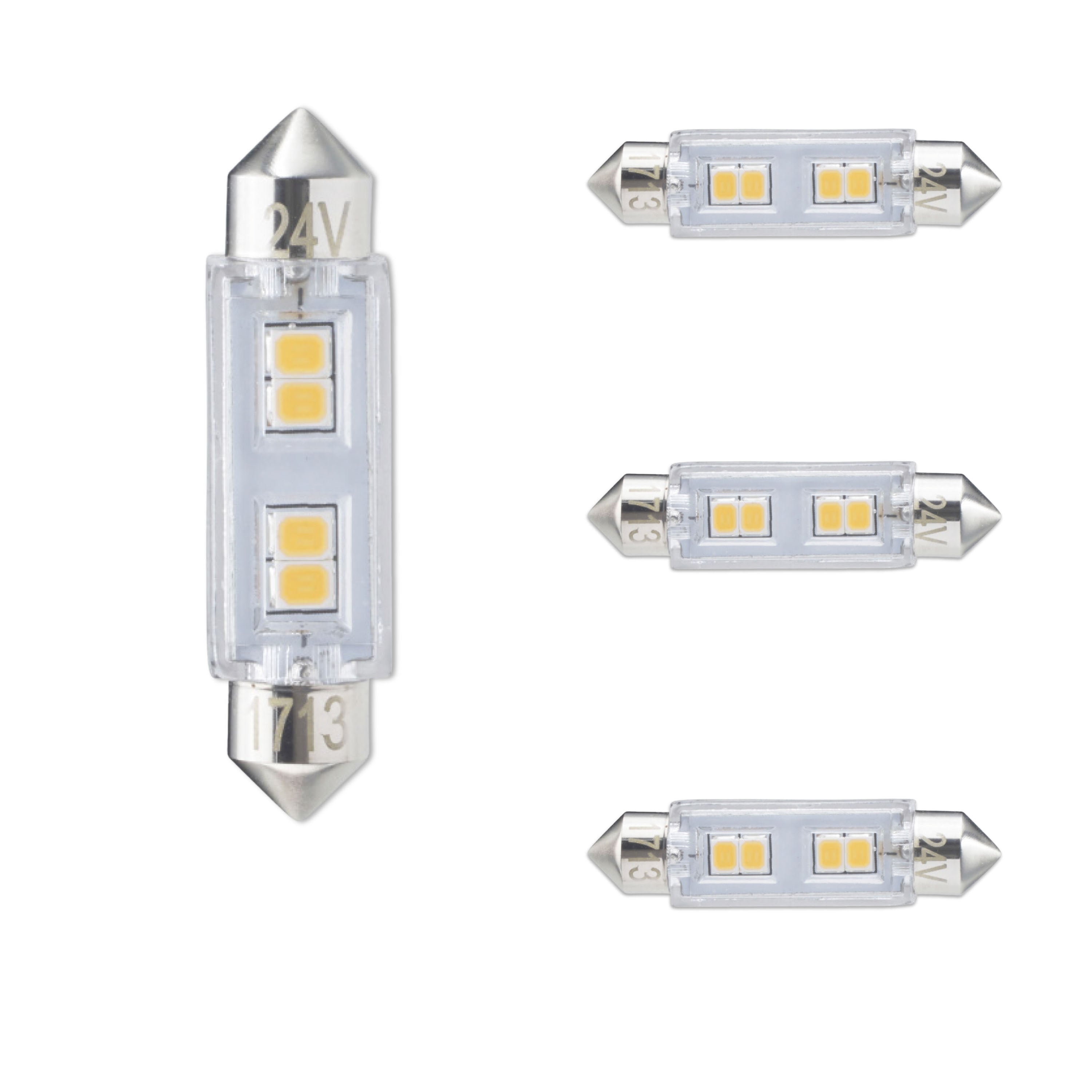 T3 0.8W Non-Dimmable Clear Filament LED Light Bulb with FESTOON Base, 3000K, 55 Lumens, 24V, 4-Pack