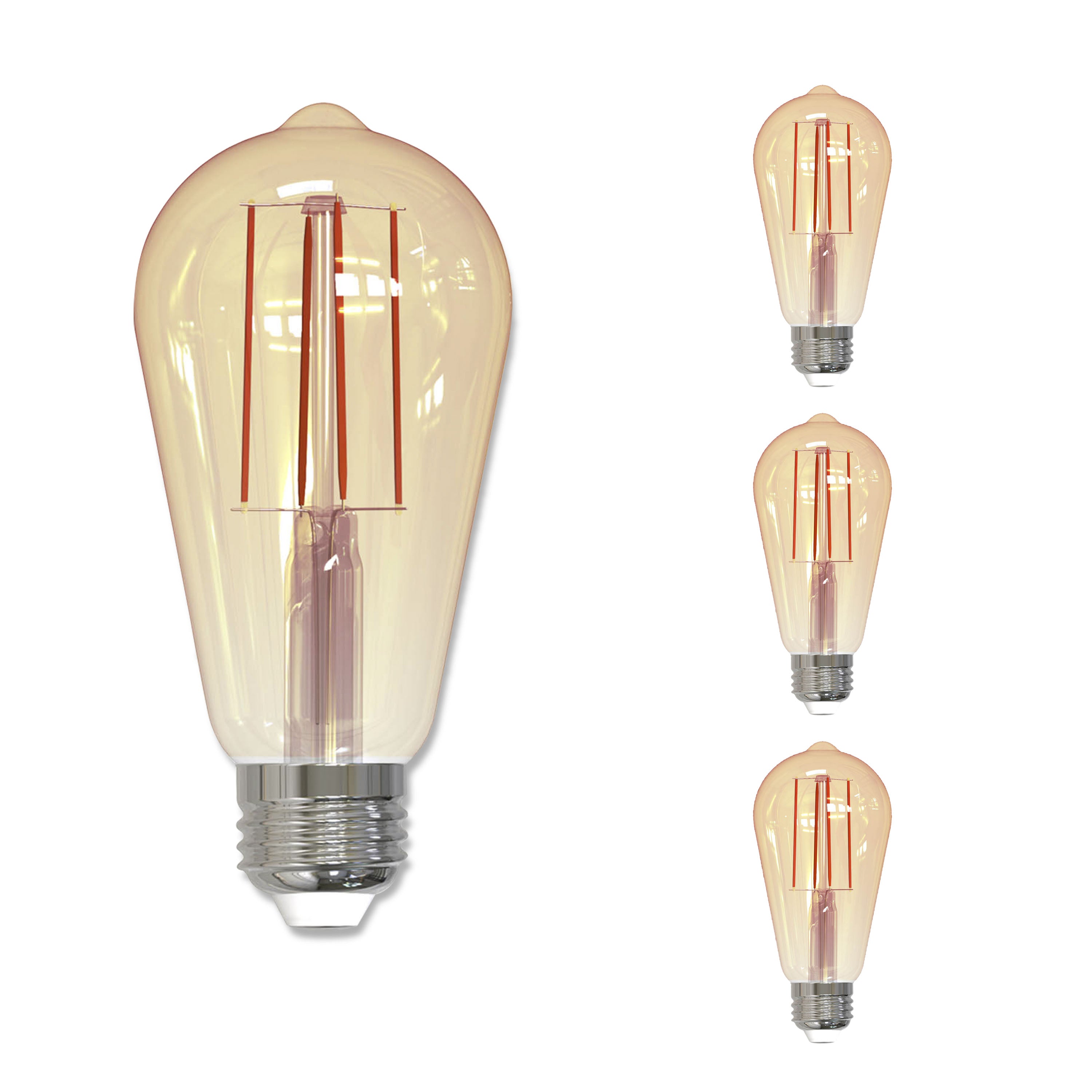 ST18 5W Dimmable Antique Filament LED Light Bulb with E26 Base, 2200K, 450 Lumens, 4-Pack