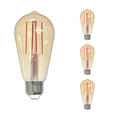 ST18 5W Dimmable Antique Filament LED Light Bulb with E26 Base, 2200K, 450 Lumens, 4-Pack