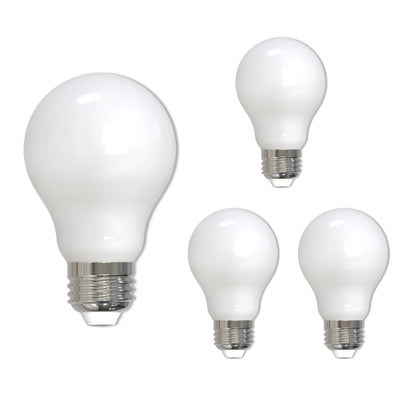 A19 9W Dimmable Milky Filament LED Light Bulb with E26 Base, 2700K, 1100 Lumens, 4-Pack
