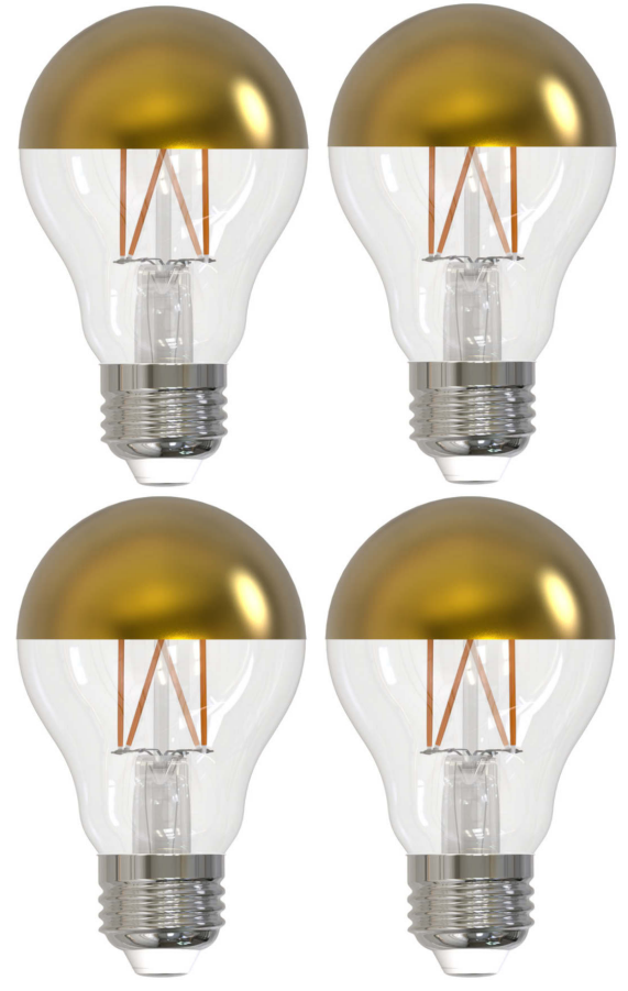 A19 5W Dimmable Half Gold Filament LED Light Bulb with E26 Base, 2700K, 400 Lumens, 4-Pack