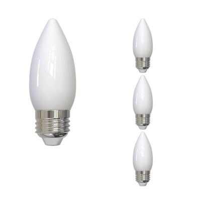 B11 5.5W Dimmable Milky Filament LED Light Bulb with E26 Base, 2700K, 500 Lumens, 4-Pack