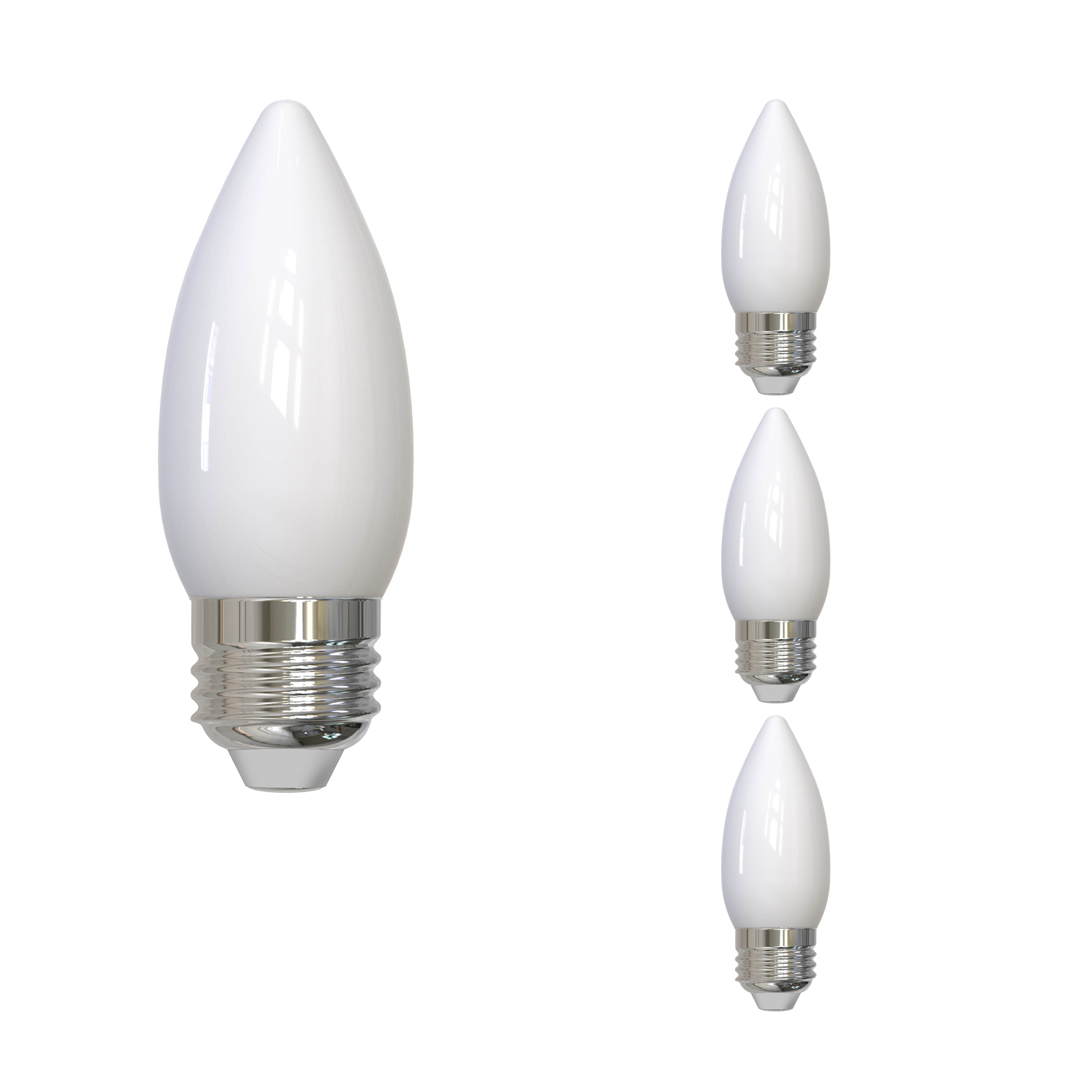 B11 5.5W Dimmable Milky Filament LED Light Bulb with E26 Base, 3000K, 500 Lumens, 4-Pack