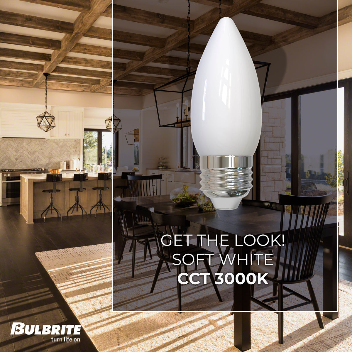 B11 5.5W Dimmable Milky Filament LED Light Bulb with E26 Base, 3000K, 500 Lumens, 3-Pack