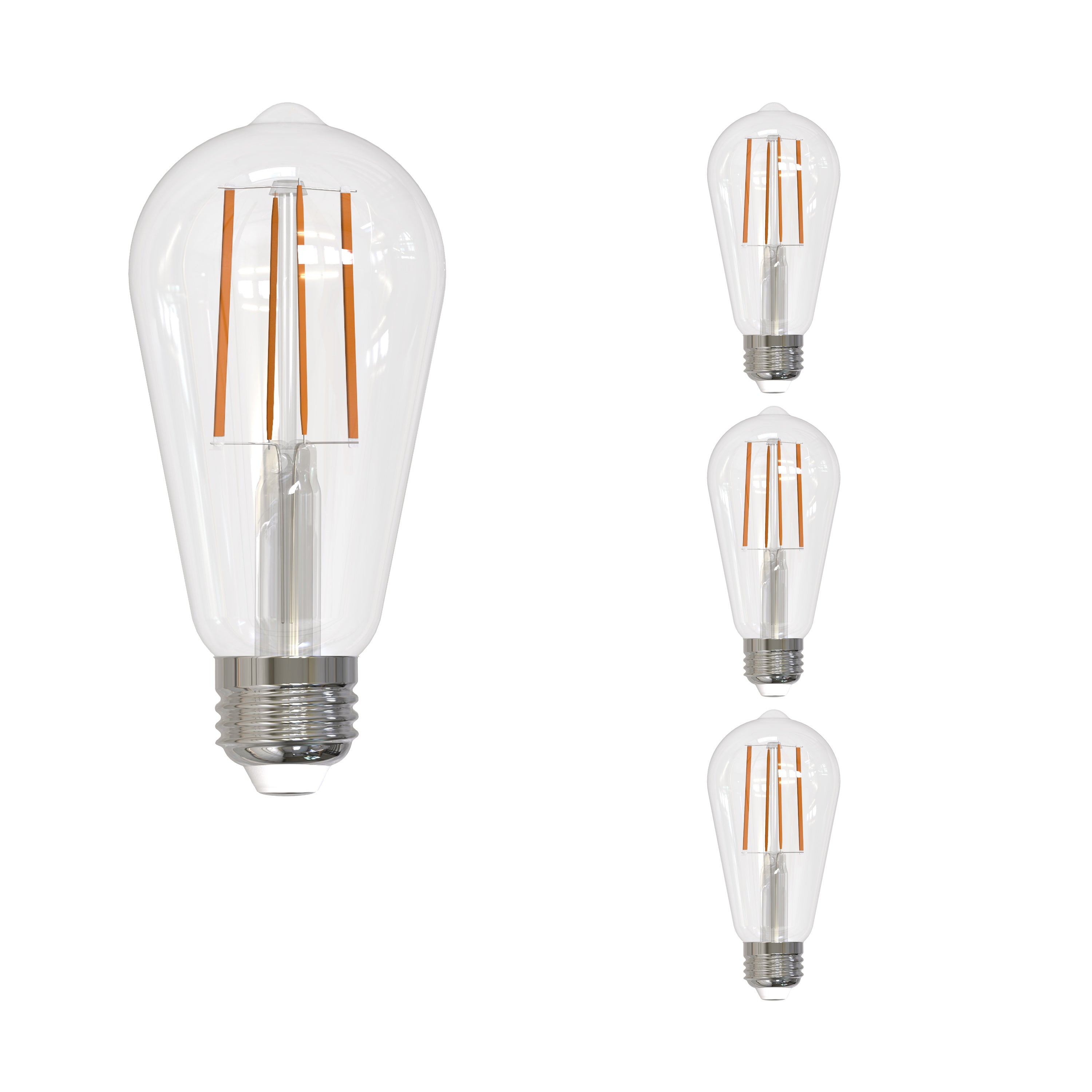 ST18 13W Dimmable Clear Filament LED Light Bulb with E26 Base, 3000K, 1400 Lumens, 4-Pack