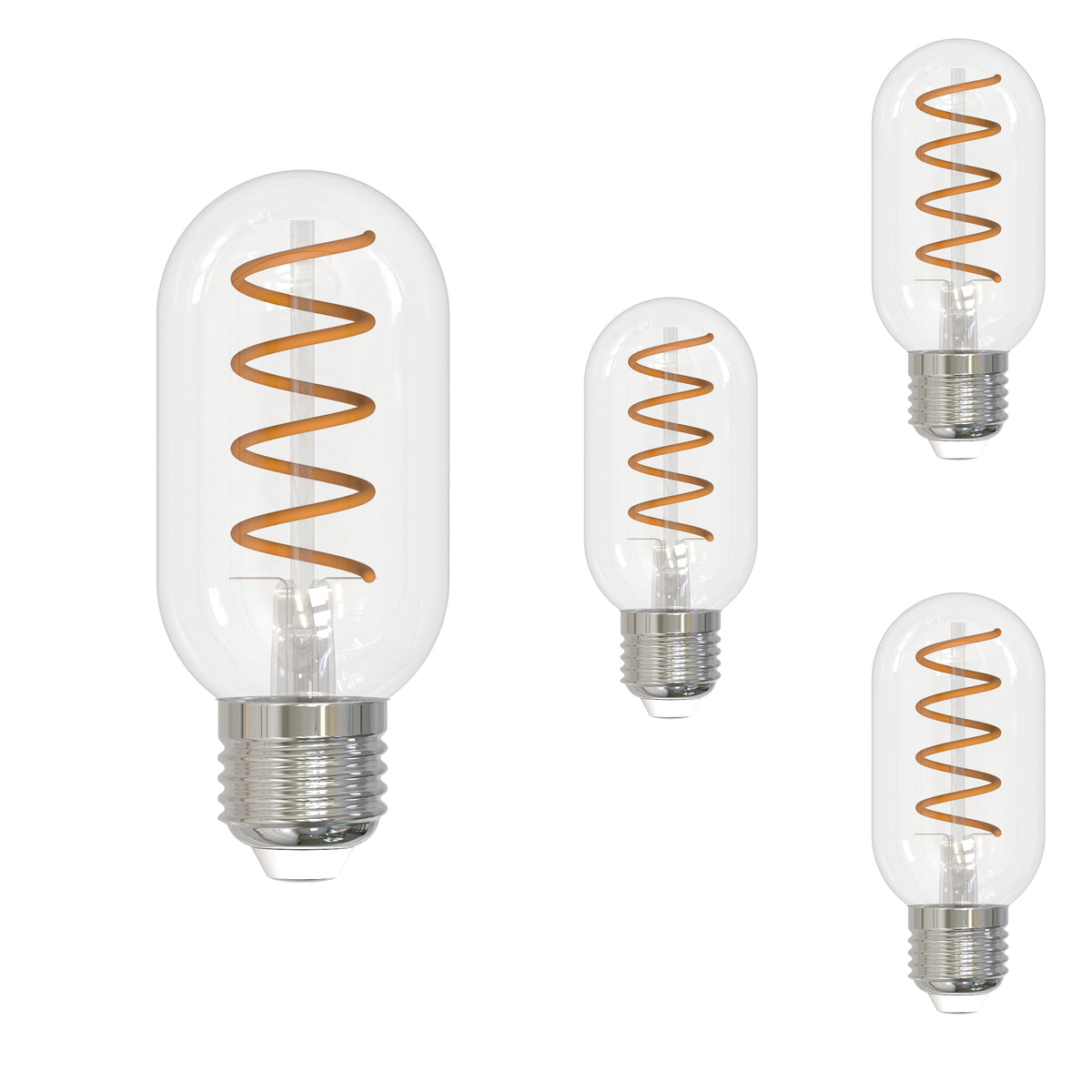 T14 4.5W Dimmable Clear Filament LED Light Bulb with E26 Base, 2100K, 350 Lumens, 4-Pack