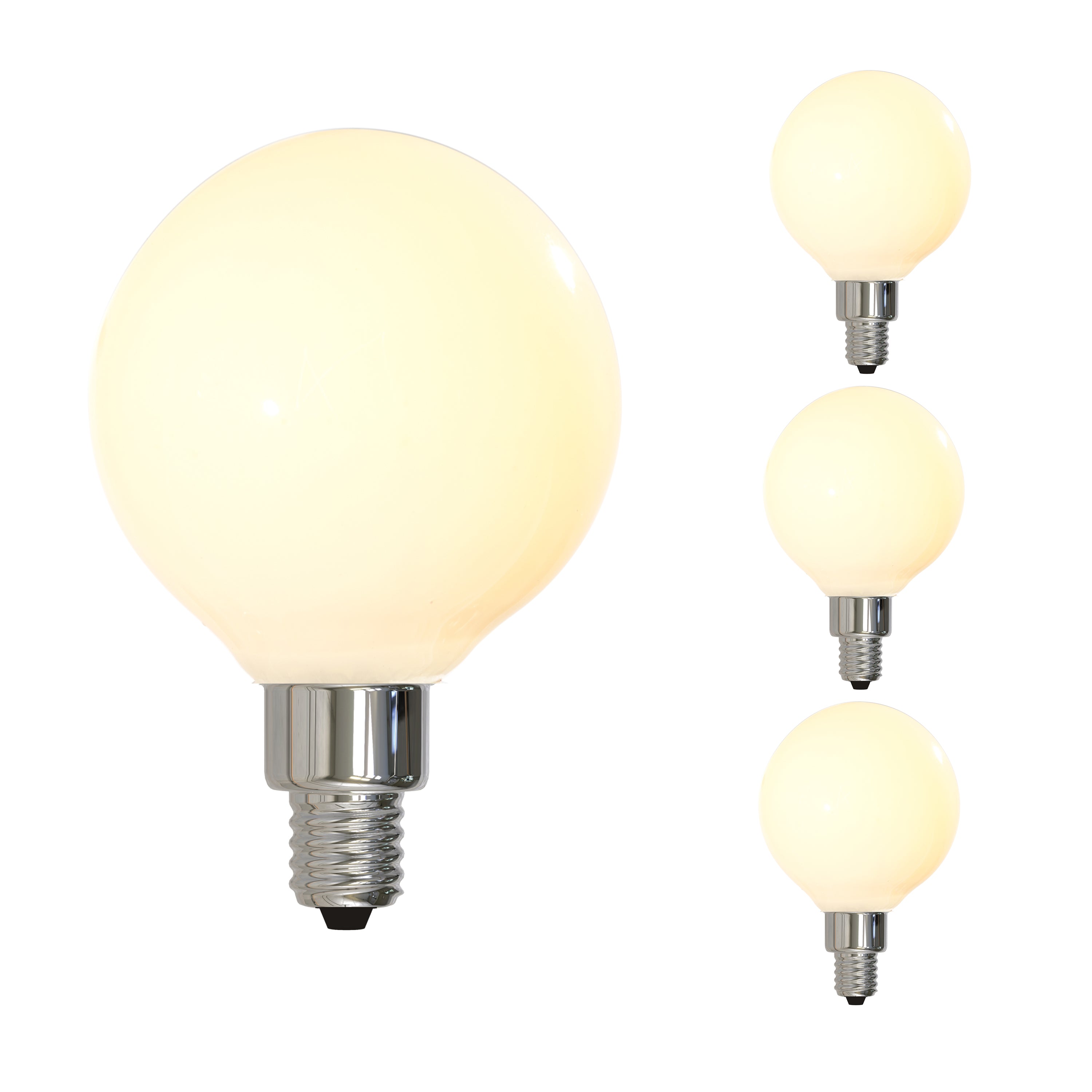 G16 4W Dimmable Milky Filament LED Light Bulb with E12 Base, 2700K, 300 Lumens, 4-Pack