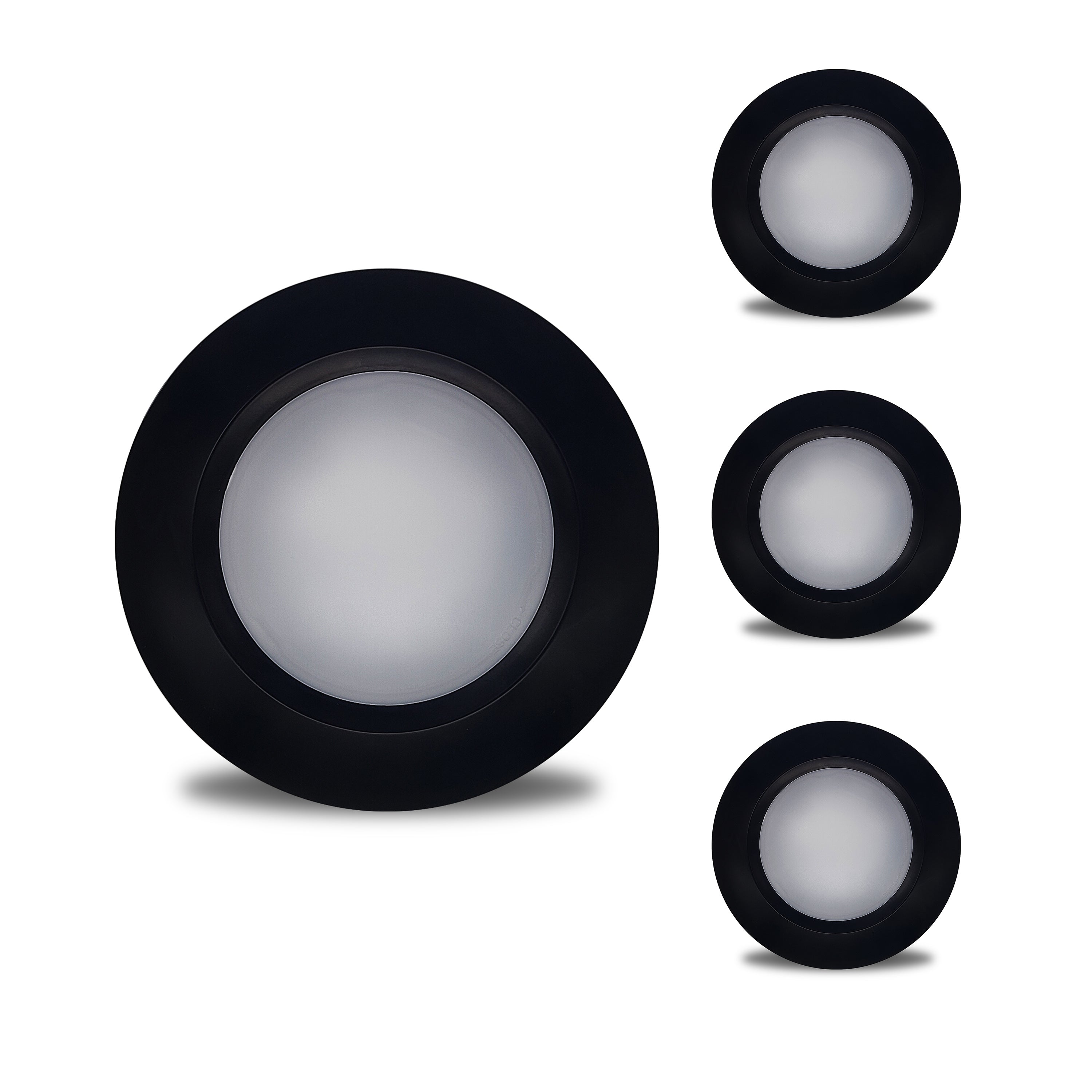 7-inch Black 14W Dimmable LED Disc Downlight, 3000K, 1100 Lumens, 4-Pack