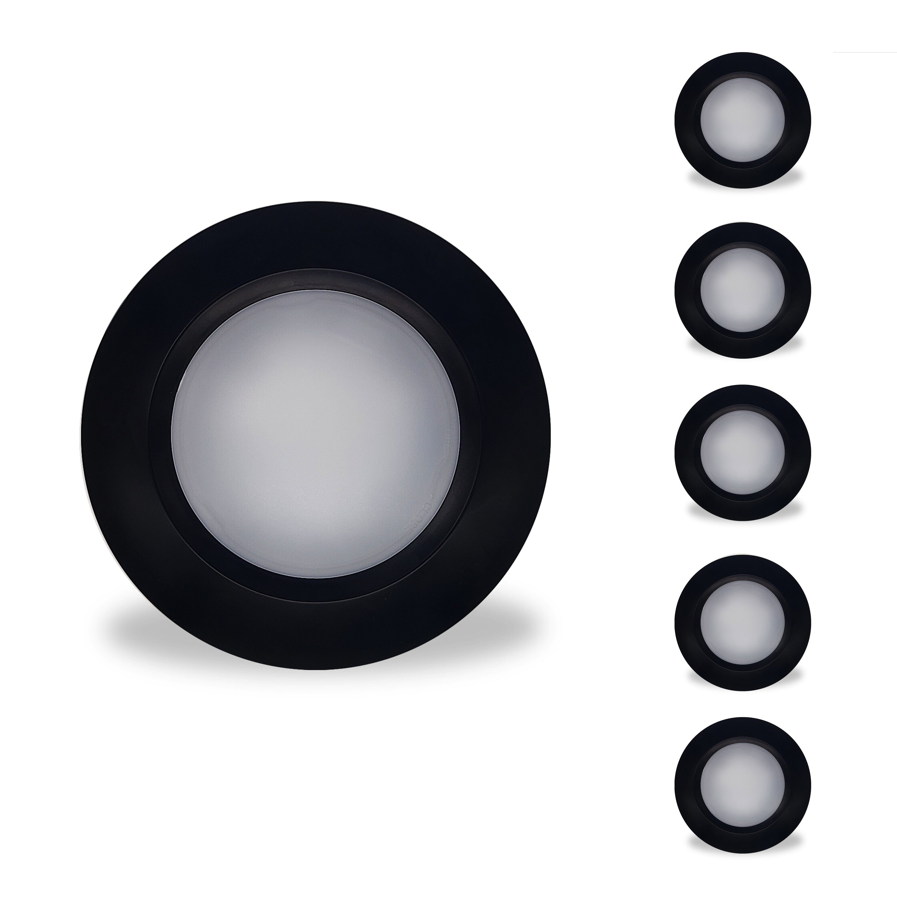 7-inch Black 14W Dimmable LED Disc Downlight, 3000K, 1100 Lumens, 6-Pack