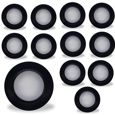 7-inch Black 14W Dimmable LED Disc Downlight, 3000K, 1100 Lumens, 12-Pack