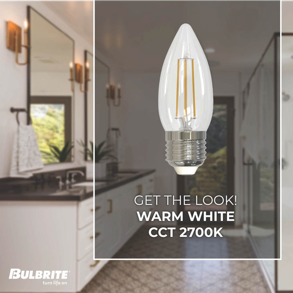 B11 4.5W Dimmable Clear Filament LED Light Bulb with E26 Base, 2700K, 350 Lumens, 6-Pack