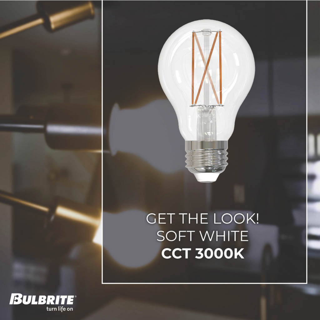 A19 7.6W Dimmable Clear Filament LED Light Bulb with E26 Base, 3000K, 800 Lumens, 10-Pack