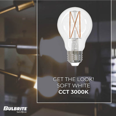 A19 7.6W Dimmable Clear Filament LED Light Bulb with E26 Base, 3000K, 800 Lumens, 10-Pack