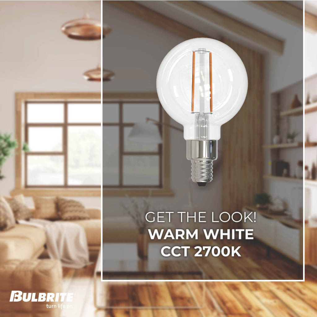 G16 2.5W Dimmable Clear Filament LED Light Bulb with E12 Base, 2700K, 250 Lumens, 6-Pack