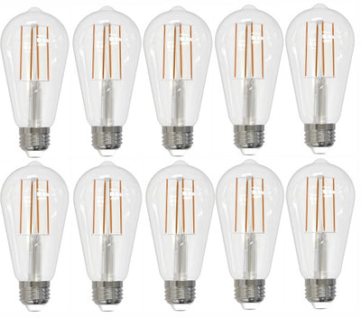 ST18 7.6W Dimmable Clear Filament LED Light Bulb with E26 Base, 3000K, 800 Lumens, 10-Pack