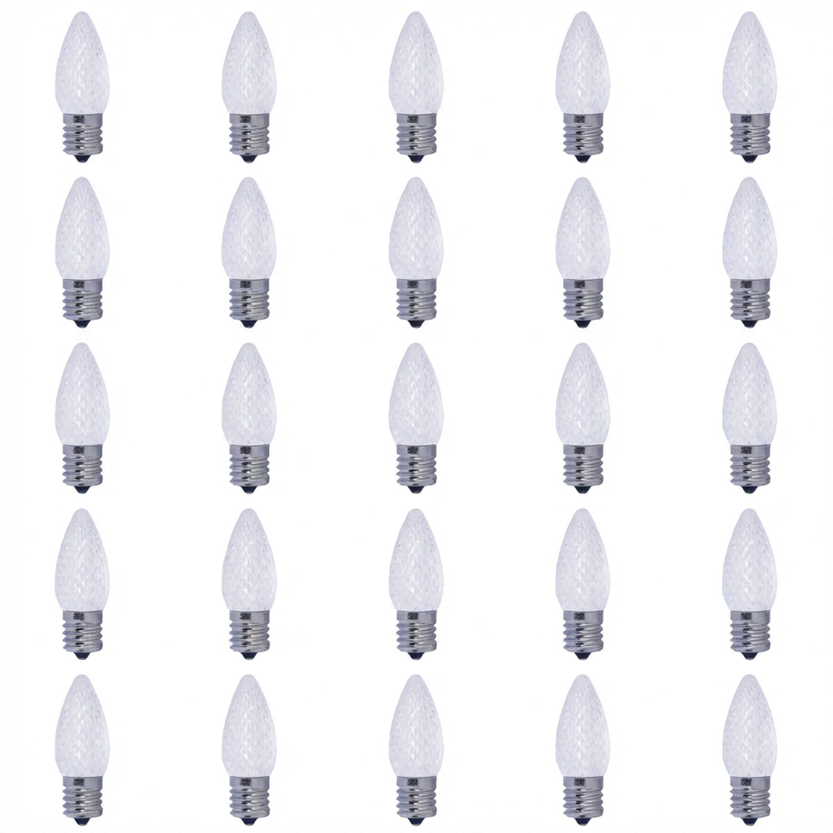 C9 0.6W Non-Dimmable Clear LED Light Bulb with E17 Base, 2700K, 25-Pack, Dry Rated