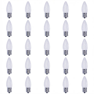 C9 0.6W Non-Dimmable Clear LED Light Bulb with E17 Base, 2700K, 25-Pack, Dry Rated