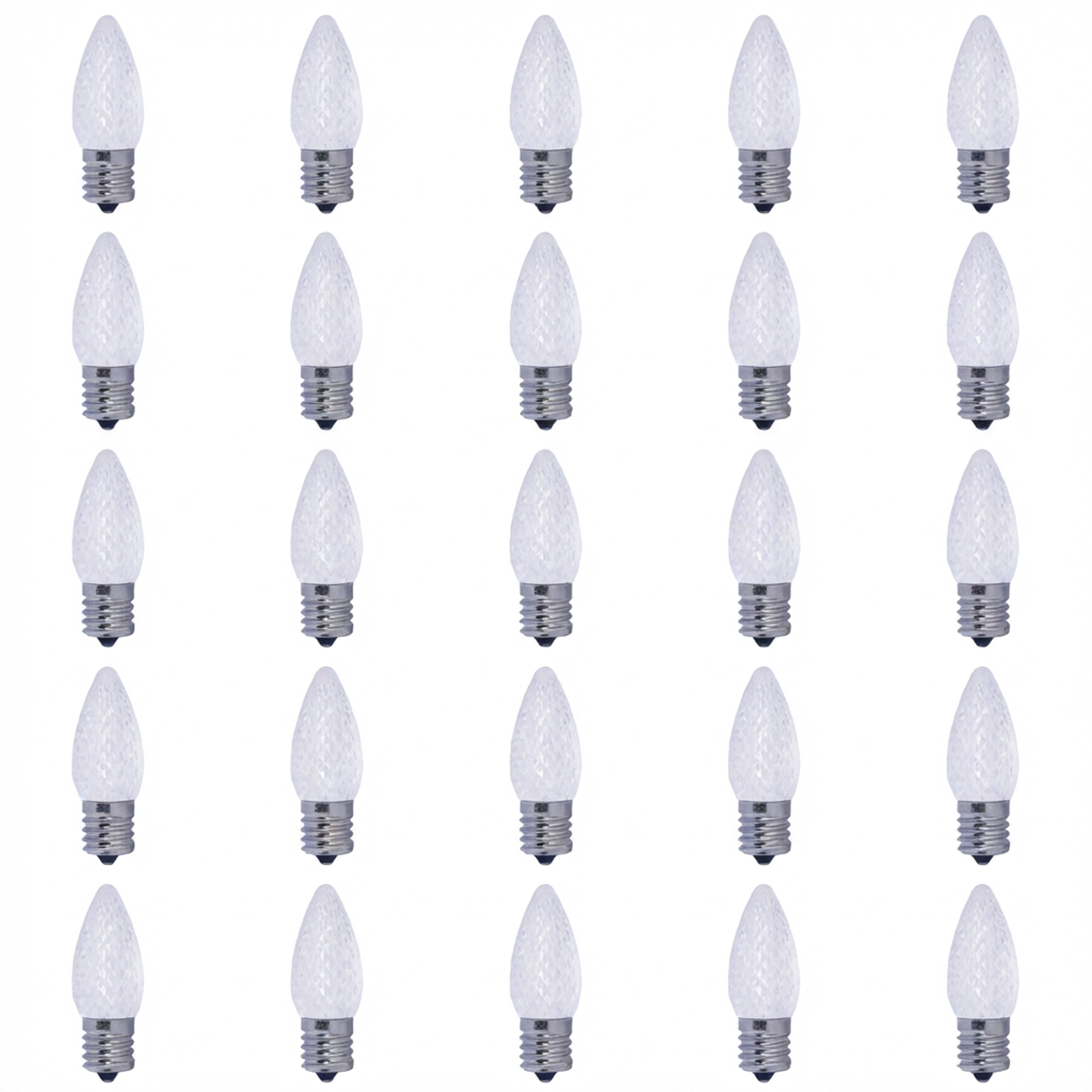 C9 0.6W Non-Dimmable Clear LED Light Bulb with E17 Base, 2700K, 25-Pack, Dry Rated